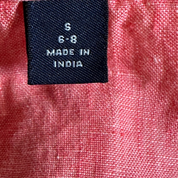 Lands’ End S Coral Linen Tunic Top Boho Embroidered Henley - Picture 9 of 10